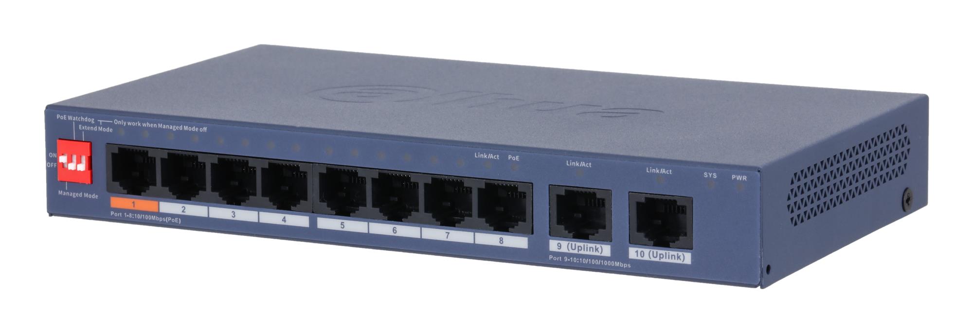 Dahua DH-CS4010-8ET2GT-60 kommutaator, L2, 8xPoE, 60W