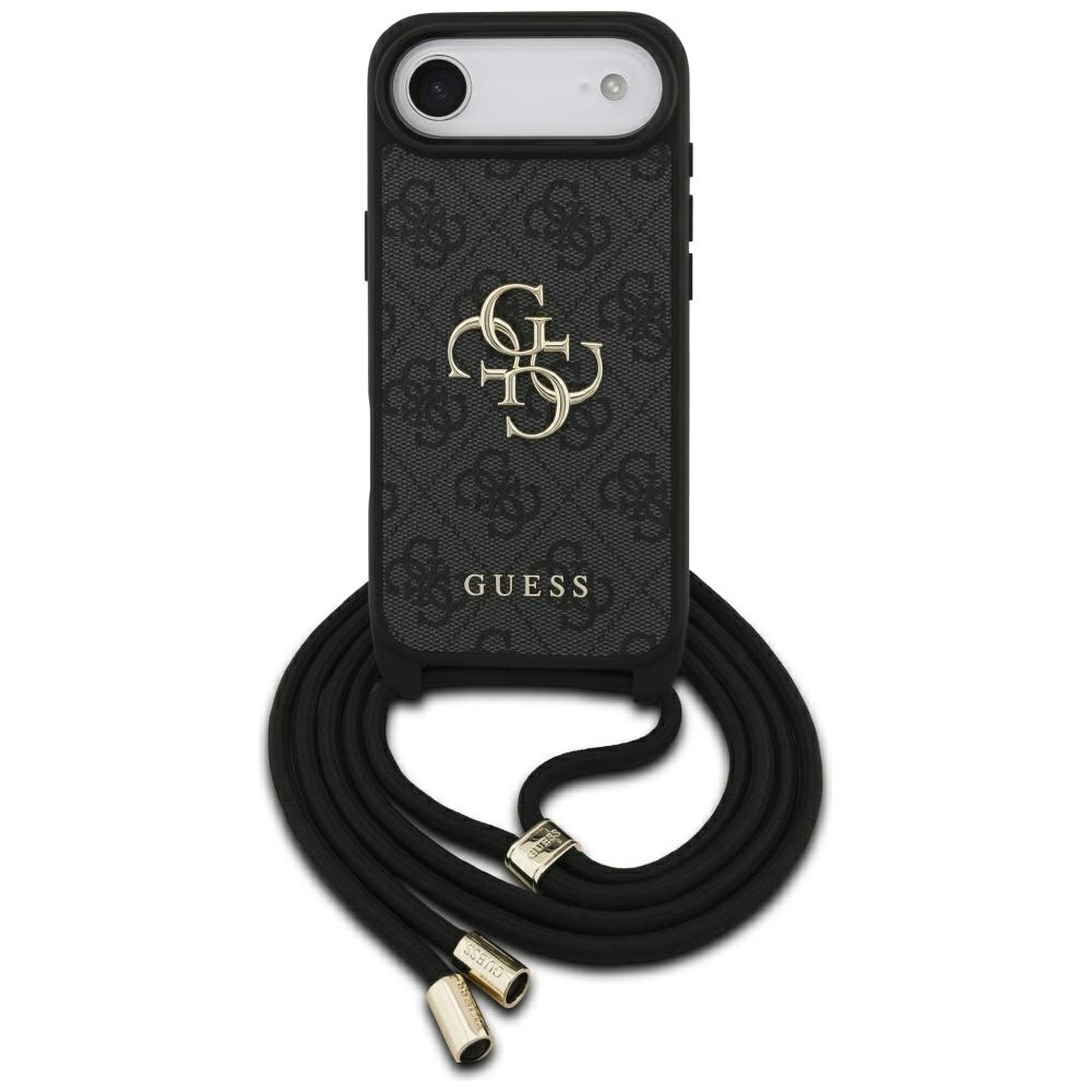Guess 4G Big Logo Cord Stap Crossbody Ümbris jaoks iPhone Air - Must