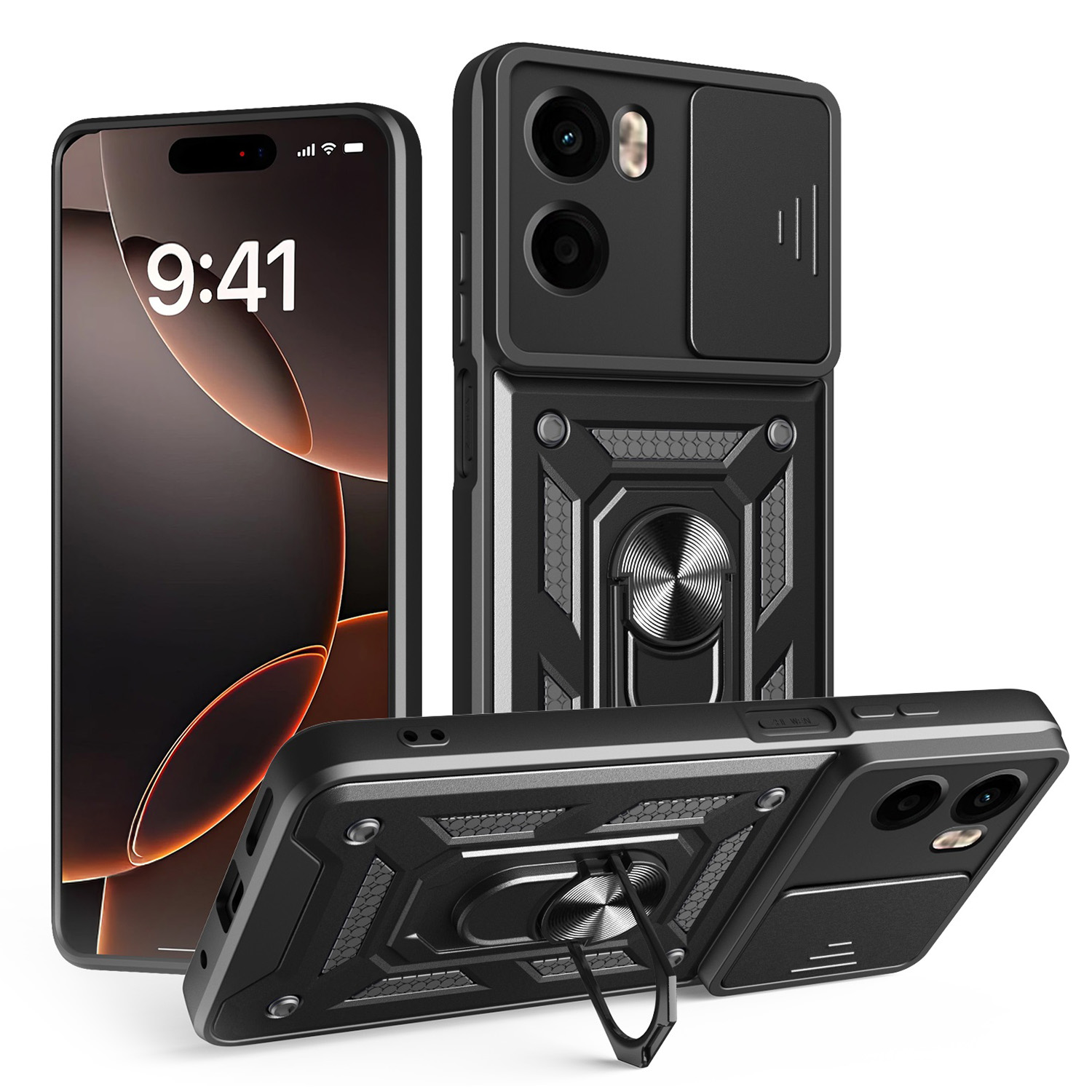Defender Slide ümbris jaoks Motorola Moto E15 / G05 must