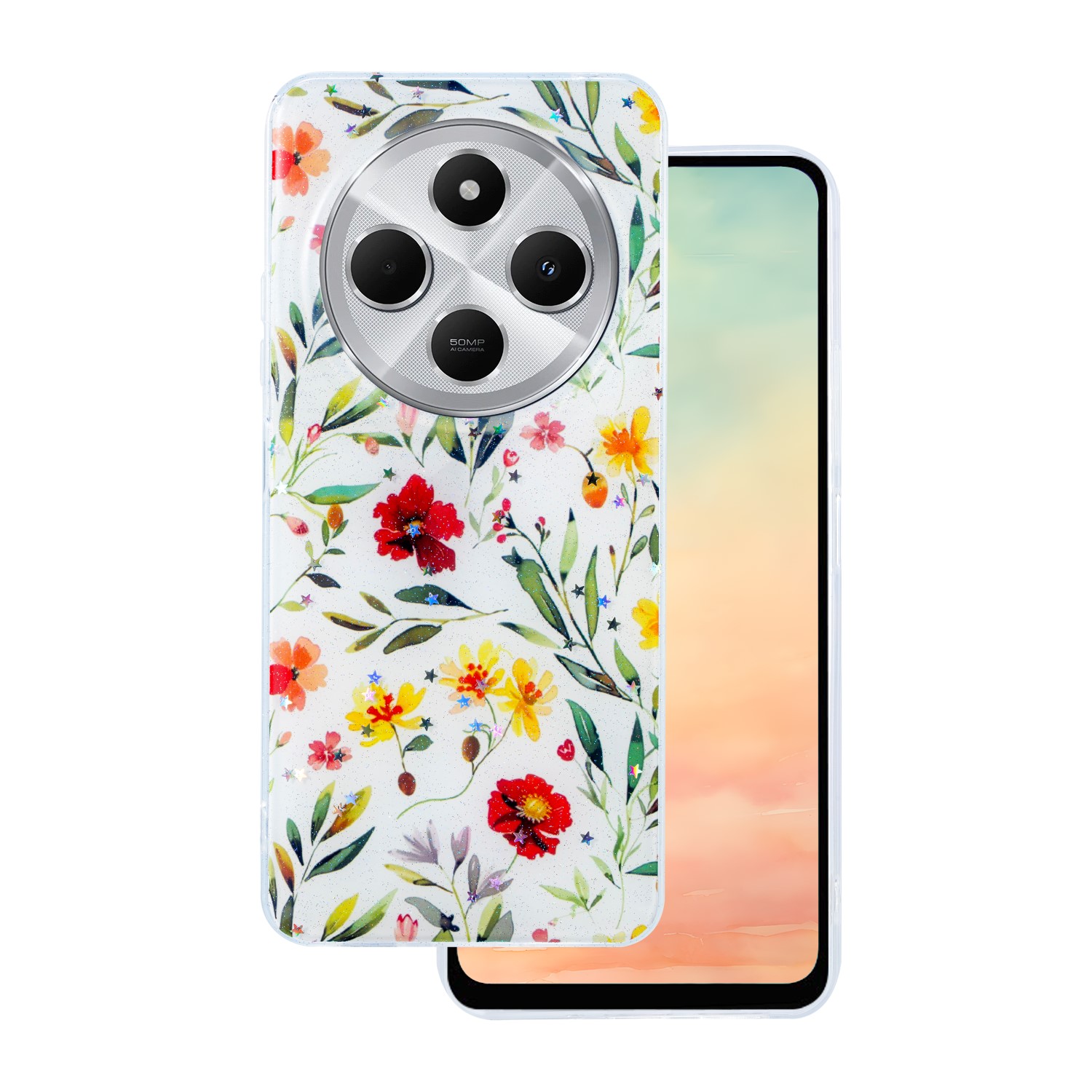 Glow Glam ümbris jaoks Xiaomi Redmi A5 Global (173,45 x 79,35 x 8,45) valge