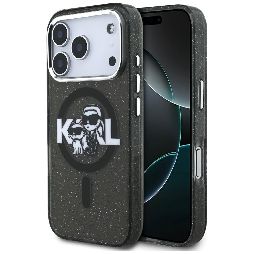 Karl Lagerfeld IML Glitter Karl & Choupette Sketch Logo MagSafe Ümbris jaoks iPhone 17 Pro - Must