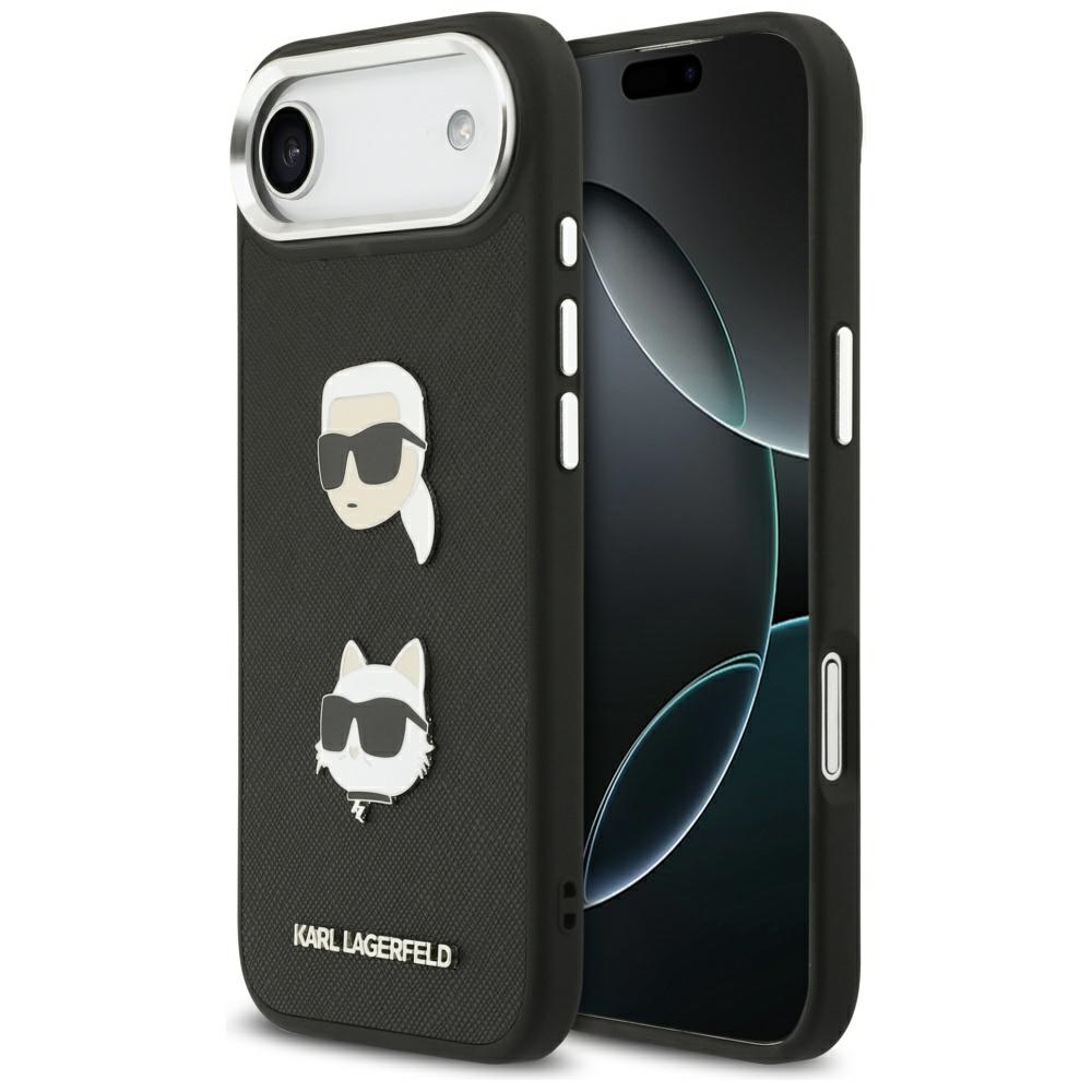 KARL LAGERFELD ümbris jaoks IPHONE 17 Air compatible with MagSafe KLHCP17MPSFDHPOK (FW Grained PU W/ K&C Heads Pins & Logo) must