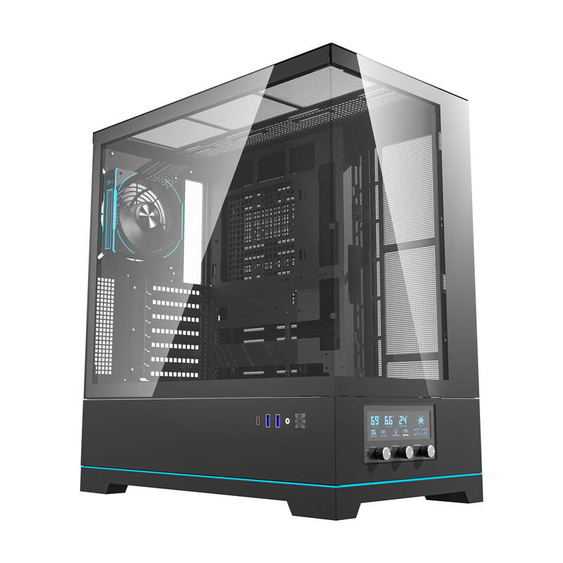 Darkflash DY451 PRO computer ümbris (must) + 1 fan