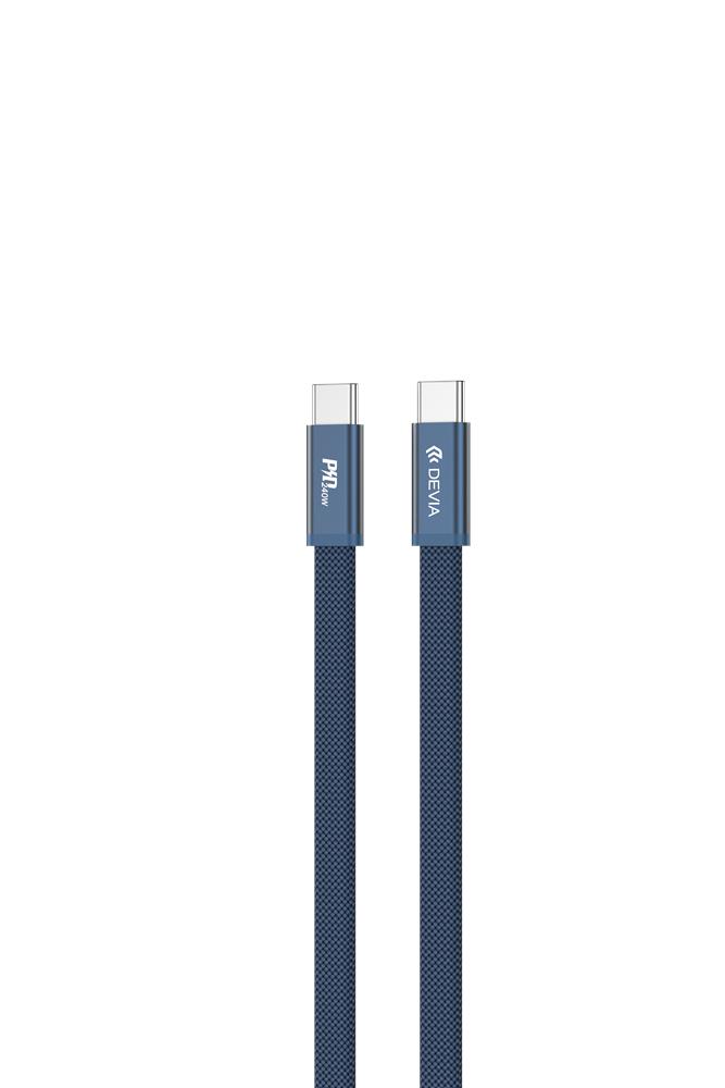 Devia Ultra3 usb-c PD 240W Metal Woven Flat Fast Charging Cable 1,5 m blue