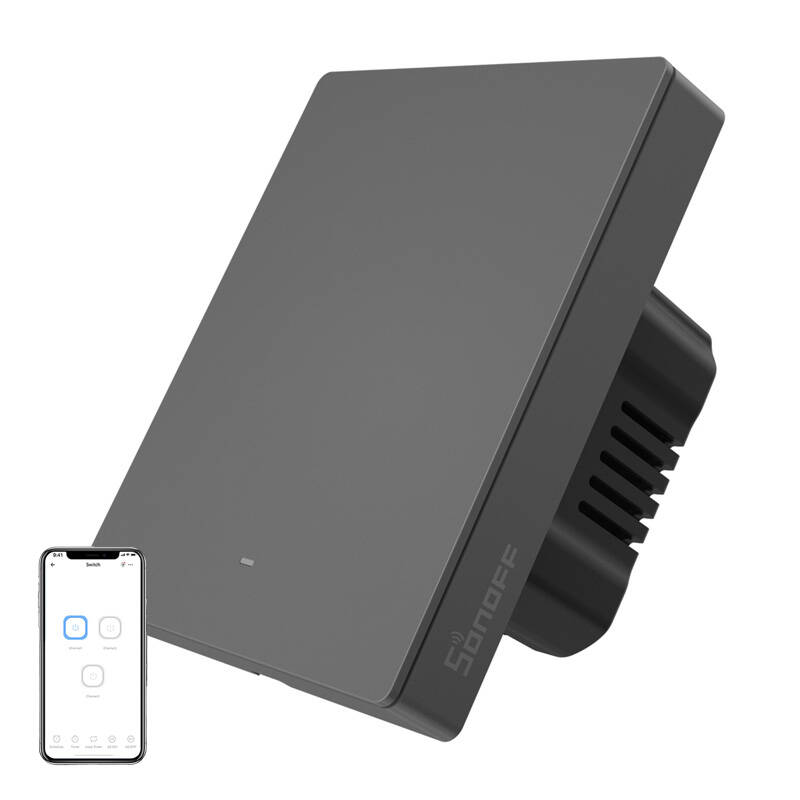 Nutikas WiFi seina lüliti SONOFF M5-1C-80 (1-channel, jaoks raam, graphite)