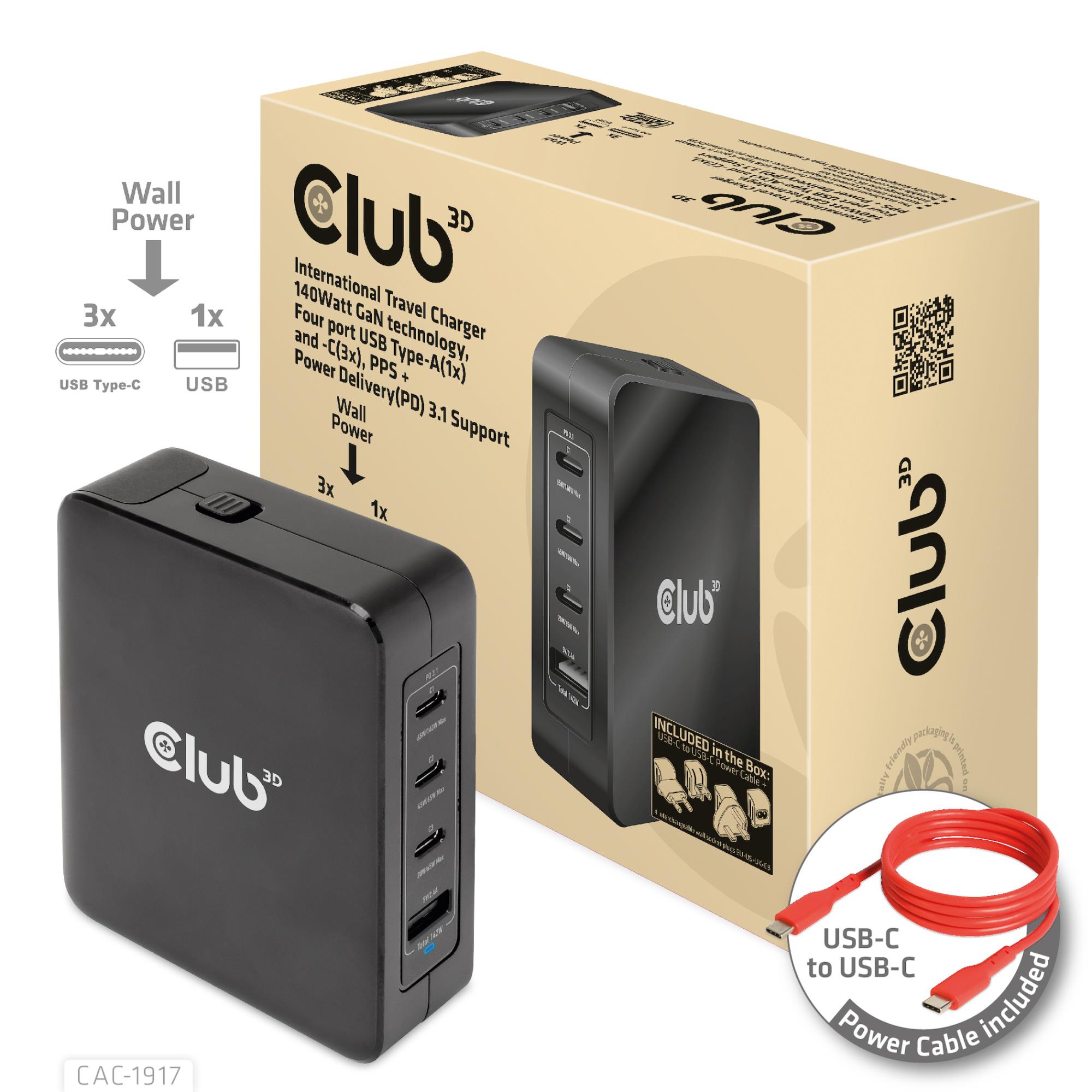 Reisilaadija USB-C 140W GaN CAC-1917 Club3D