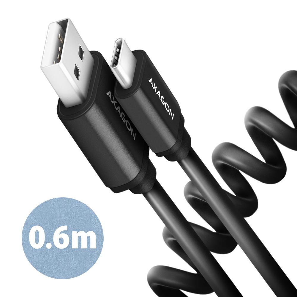 Axagon USB-C USB2.0 kaabel 0.6m keerdkaabel must BUCM-AM10TB