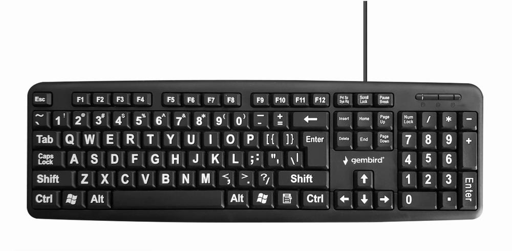 Klaviatuur STANDART USB ENG BIG/LETT. MUST KB-US-103 GEMBIRD