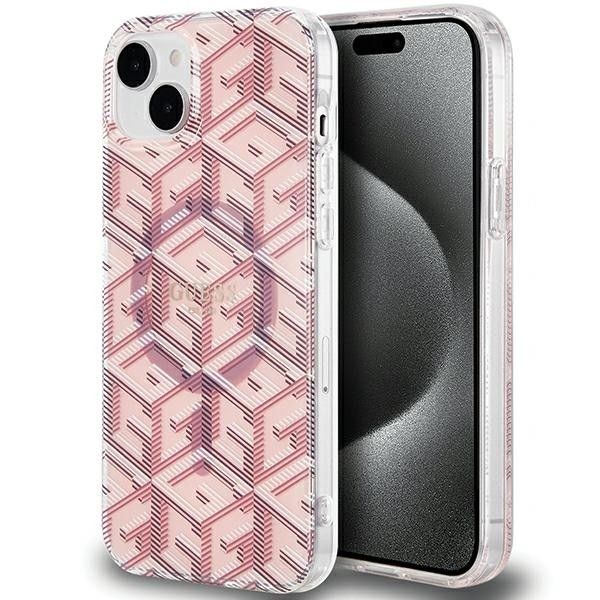 GUESS ümbris jaoks IPHONE 15 compatible with MagSafe GUHMP15SHGCUSTGP (IML GCUBE) roosa