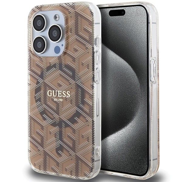 Guess IML GCube MagSafe ümbris jaoks iPhone 15 Pro - brown