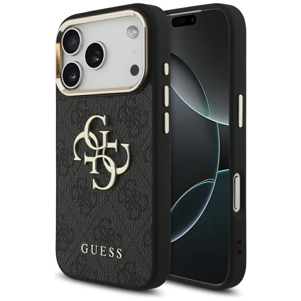 Guess 4G Big 4G Classic Logo Чехол для iPhone 17 Pro - чёрный и золотой