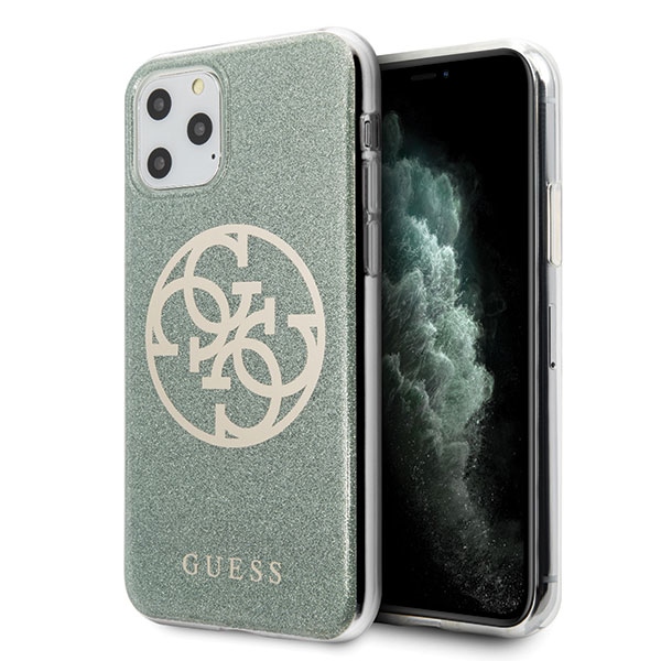 Guess GUHCN65PCUGLKA iPhone 11 Pro Max khaki värvi kõva ümbris 4G Circle Glitter