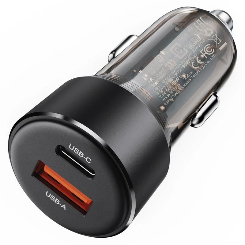 Car laadija Acefast B12 60W USB-C/USB-A must