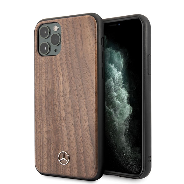 Mercedes Wood Line pähklipuust ümbris iPhone 11 Pro Max'ile - pruun