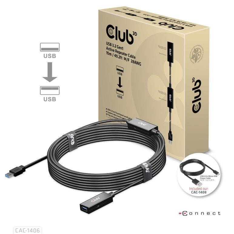Kaabel USB 3.2 kordaja 15m M/F CAC-1406 Club3D