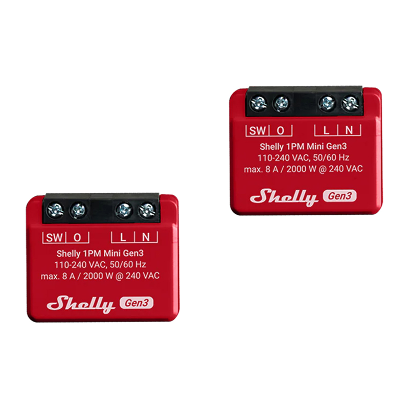 Shelly 1PM Mini Gen4 Zigbee/Matter kontrollerite komplekt (2 tk)