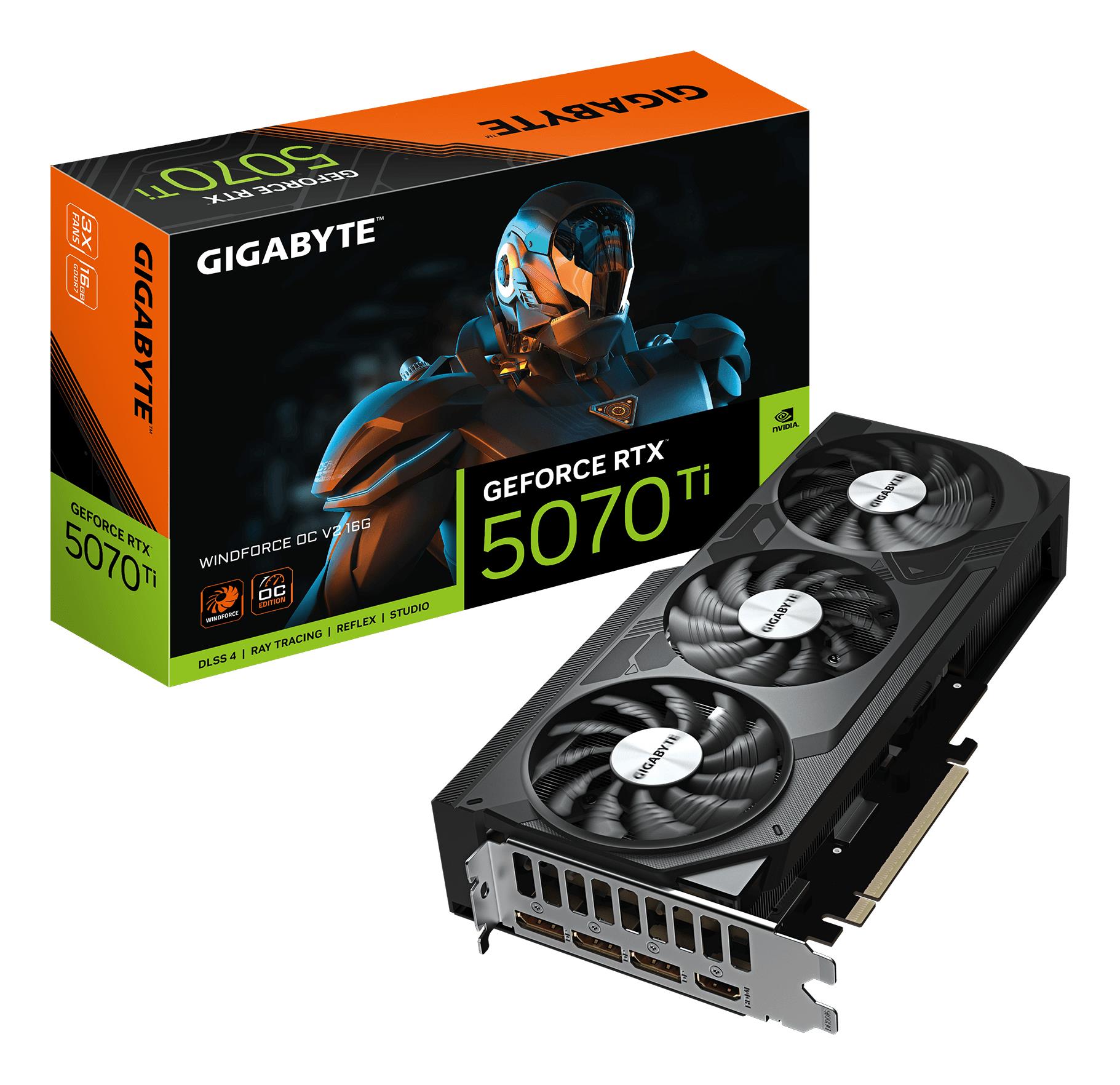 Gigabyte RTX 5070 Ti Windforce OC videokaart 16GB GDDR7 256bit PCIe 5.0