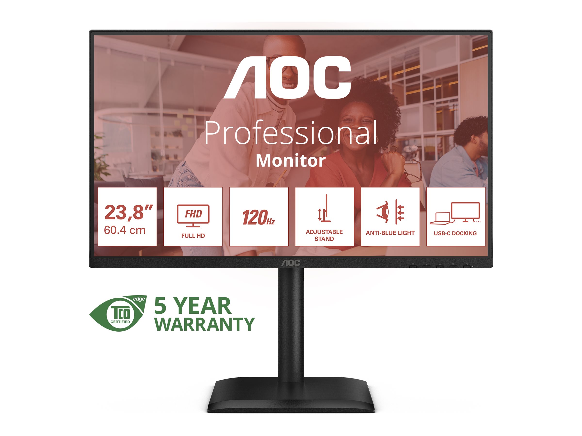 AOC 24E4CV monitor 23.8" FHD IPS 120Hz 4ms