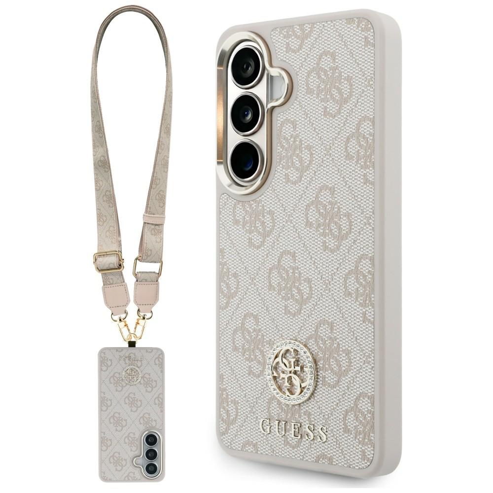 Guess case 4G Big Rhinestone Triangle Strap MagSafe for Samsung Galaxy S26 pink