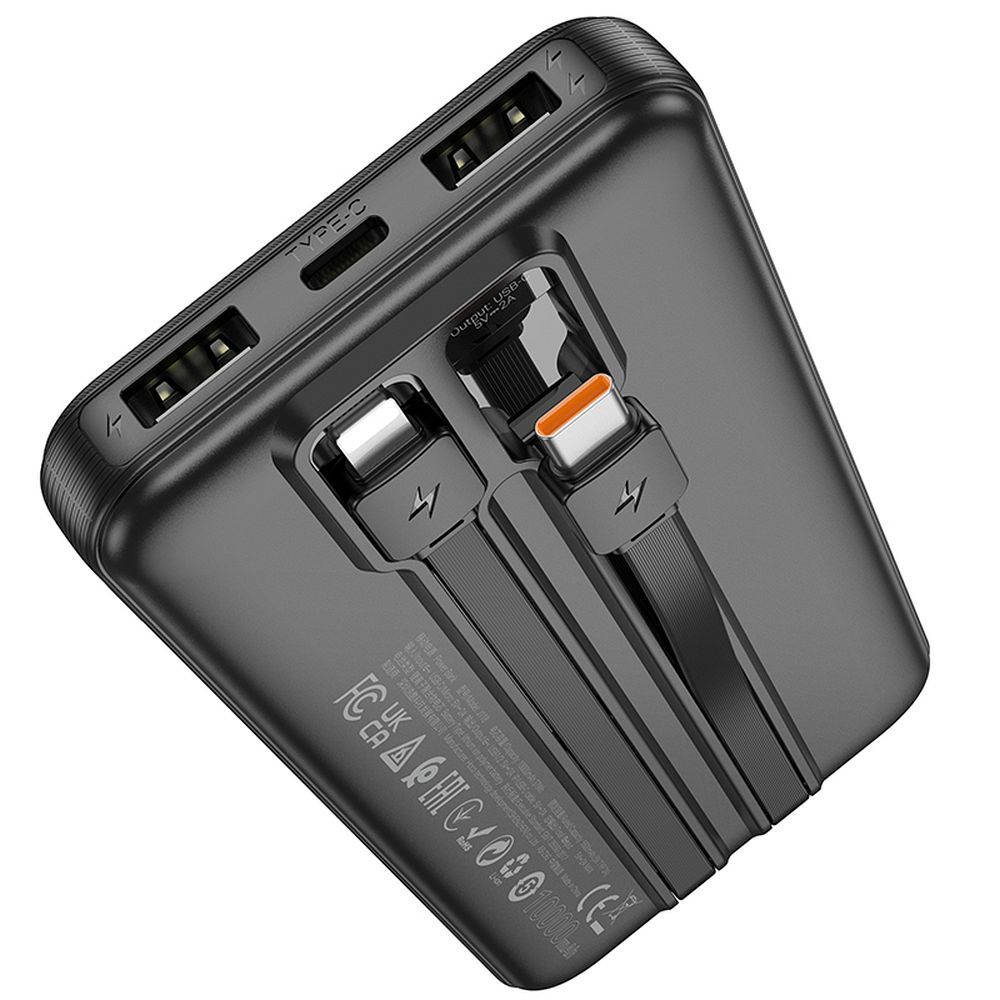 Powerbank Hoco 10000 mAh 2A with built-in cables USB C + Lightning J118 must