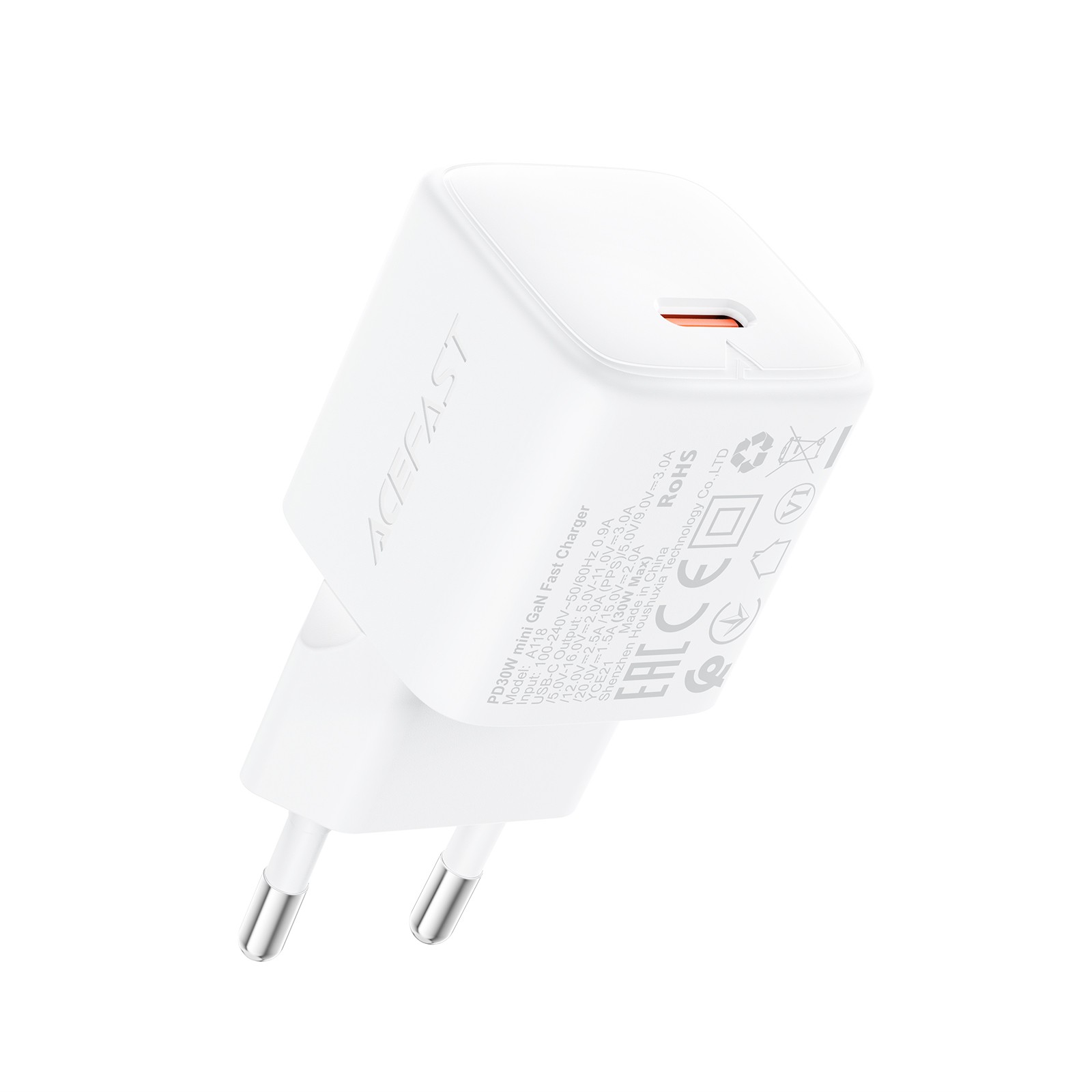 Laadija Acefast A118 30W GaN USB-C valge