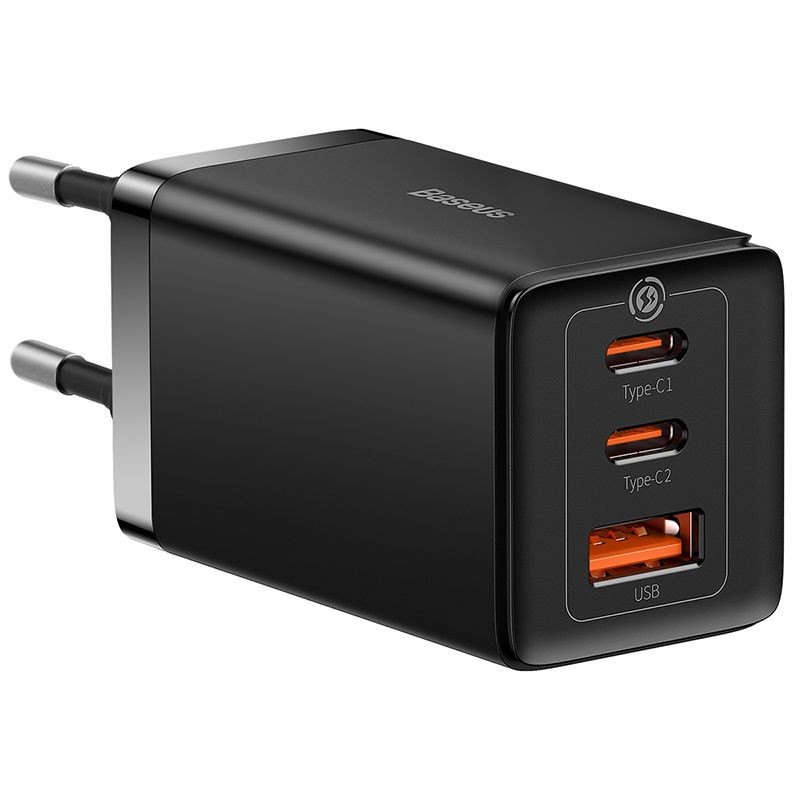Wall laadija Baseus GaN5 Pro 2xUSB-C + USB, 65W (must)