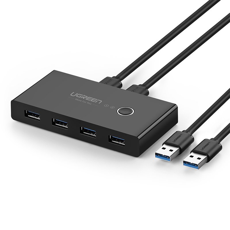 Ugreen jaotur HUB 4x USB 3.2 Gen 1 USB jagaja kahele arvutile must (US216 30768)