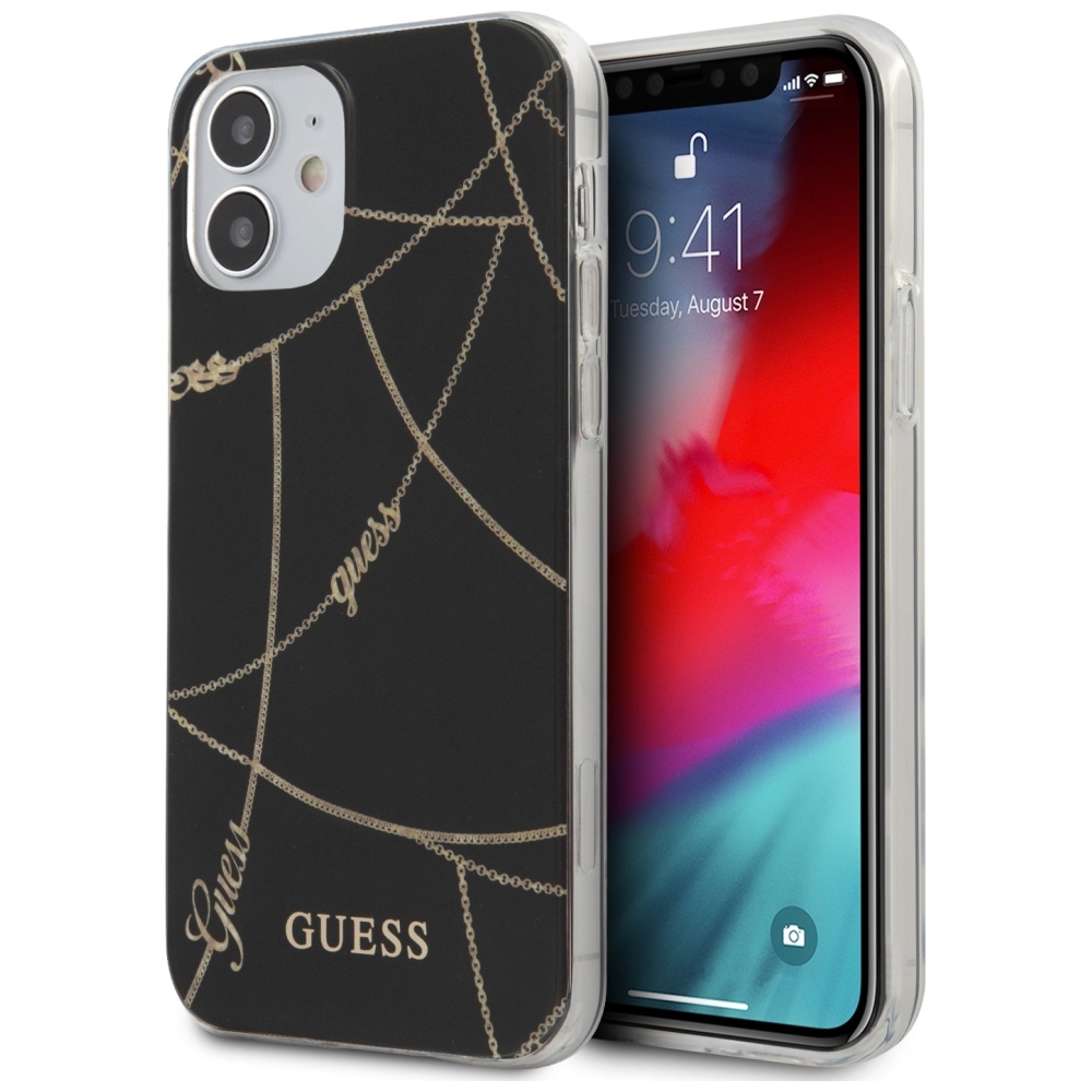 Guess GUHCP12SPCUCHBK iPhone 12 mini 5.4" чёрный/чёрный жёсткий чехол Gold Chain Collection