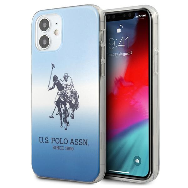 US Polo Assn. Gradient Pattern Collection ümbris seadmele iPhone 12 mini, sinine