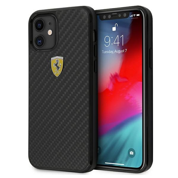 Ferrari FERCAHCP12SBK iPhone 12 mini 5.4" чёрный/чёрный жёсткий чехол On Track Real Carbon