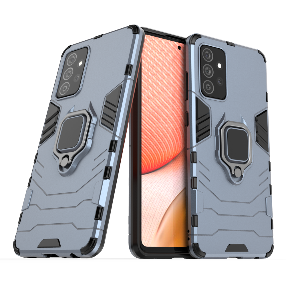 Ring Armor Case Kickstand Tough Rugged Cover for Samsung Galaxy A72 4G sinine