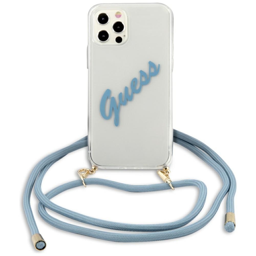 Guess GUHCP12LCRTVSBL iPhone 12 Pro Max 6.7" sinine/sinine kõvakott Script Vintage