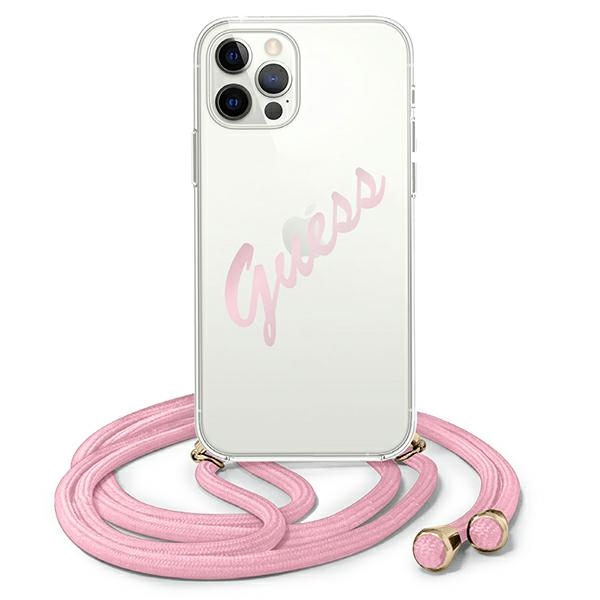 Guess Script Vintage iPhone 12 Pro Max 6.7" ümbris - roosa