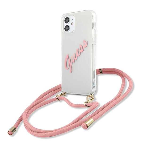 Guess GUHCP12SCRTVSPI iPhone 12 mini 5.4" розовый/розовый жёсткий чехол Script Vintage