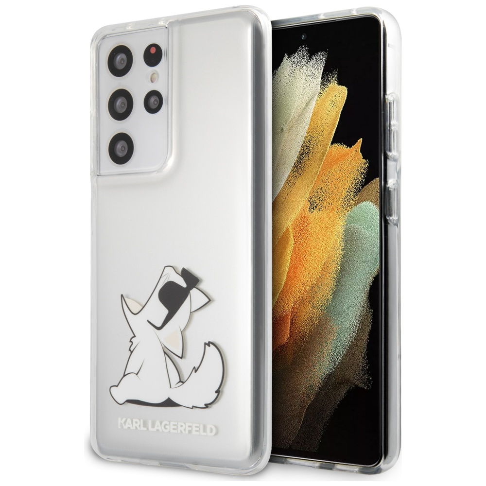 Karl Lagerfeld Choupette Fun ümbris Samsung Galaxy S21 Ultra jaoks - Läbipaistev