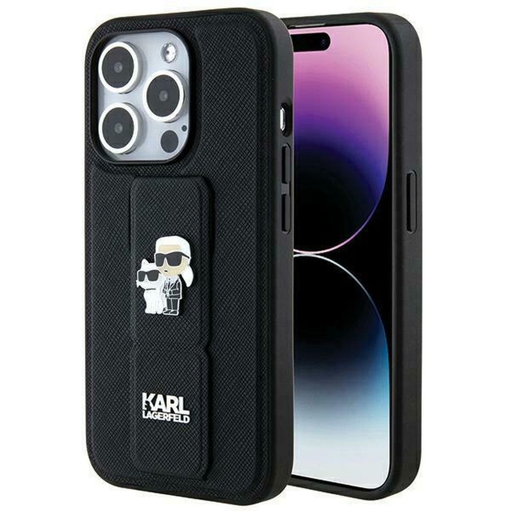 KARL LAGERFELD ümbris jaoks IPHONE 14 Pro KLHCP14LGSAKCPK (Gripstand Saffiano KC PIN) must