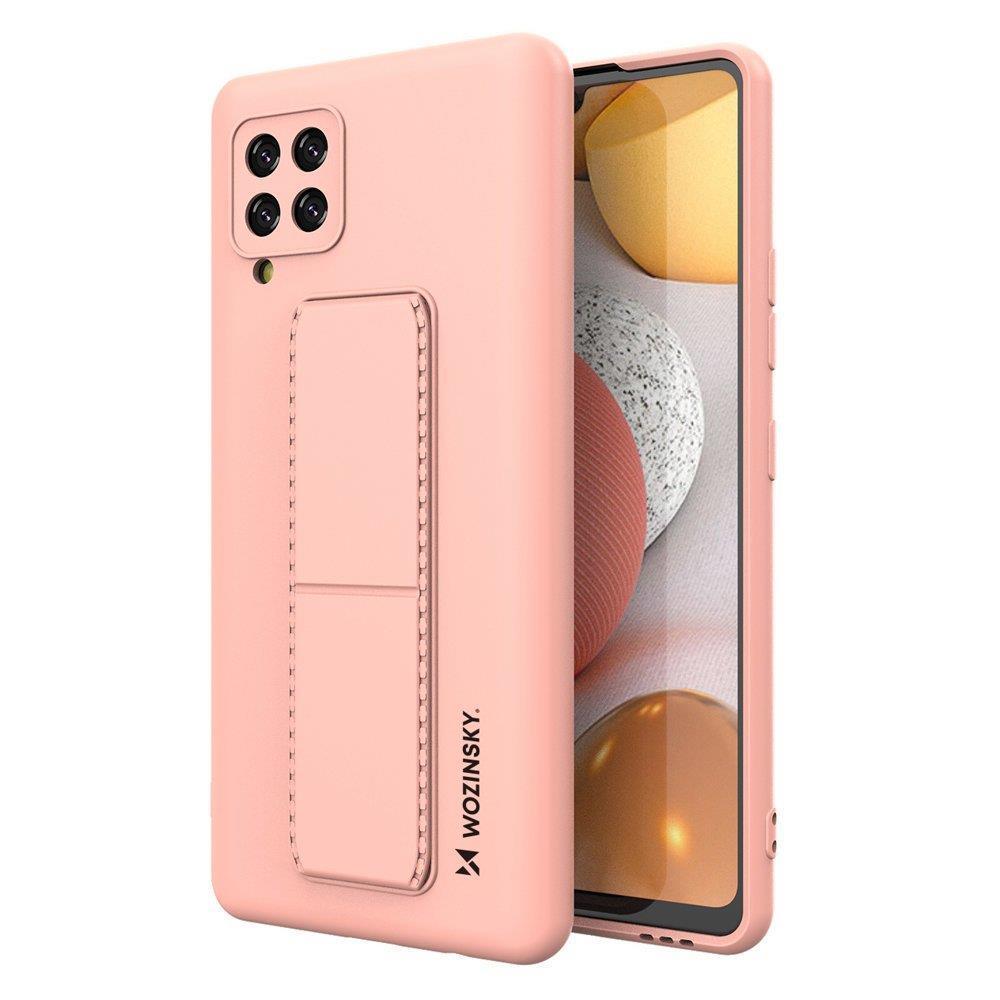 Wozinsky Kickstand Case silikoonist ümbris koos stendiga Samsung Galaxy A42 5G roosa