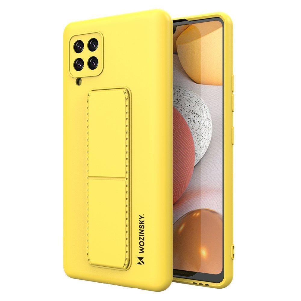 Wozinsky Kickstand Case silikoonist ümbris koos statiiviga Samsung Galaxy A42 5G kollane