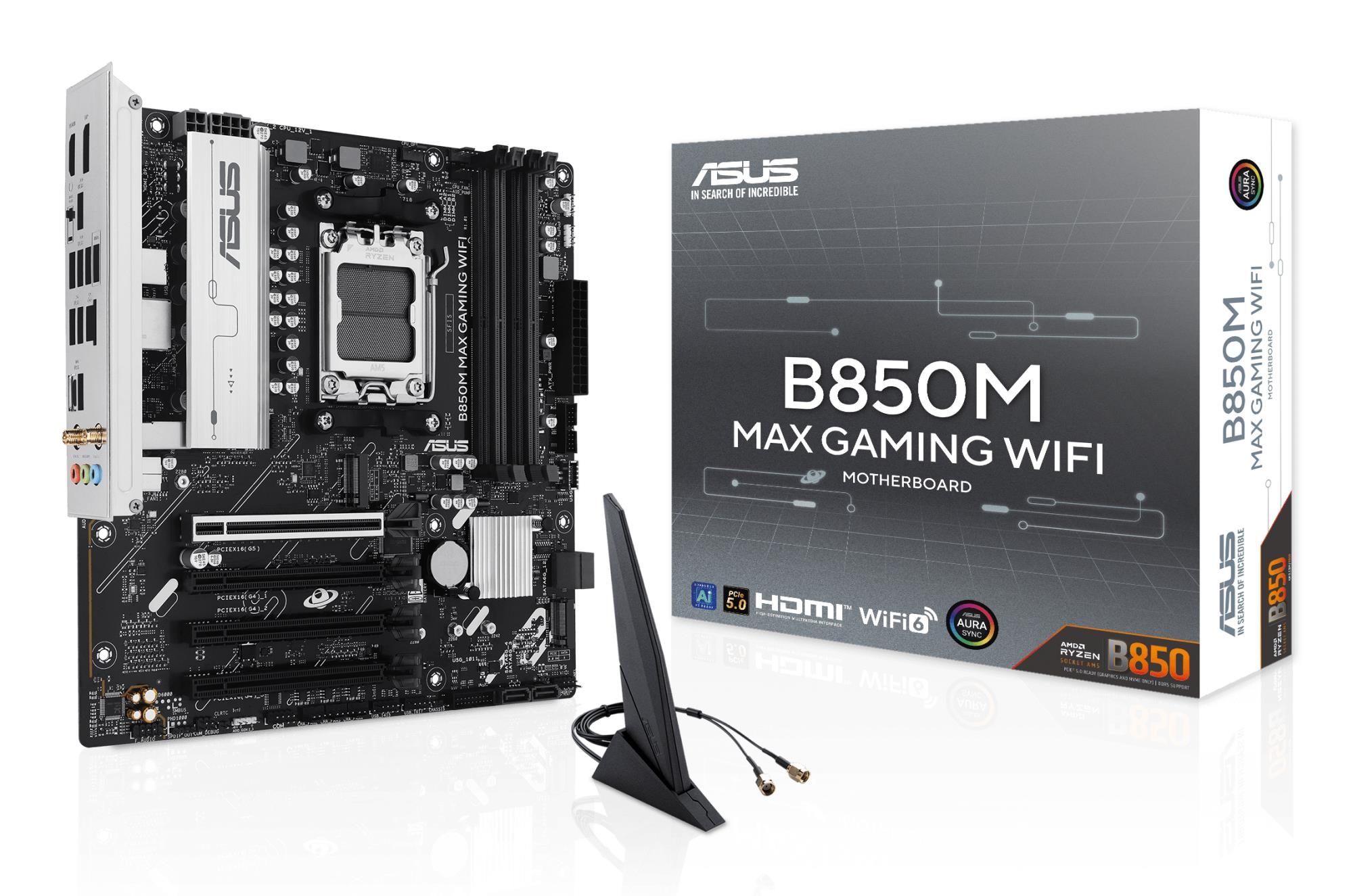 Emaplaat ASUS AMD B850 AM5 Micro-ATX DDR5 3xM.2 Wi-Fi MAX Gaming