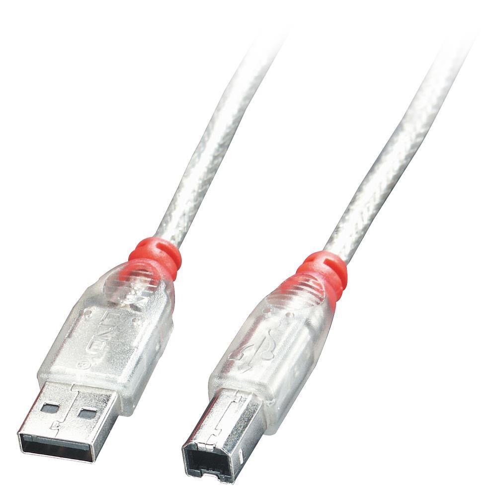 Lindy USB2 A-B kaabel 2m läbipaistev