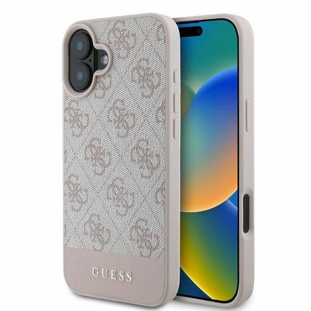 Guess 4G Bottom Stripe iPhone 16 Ümbris - Roosa