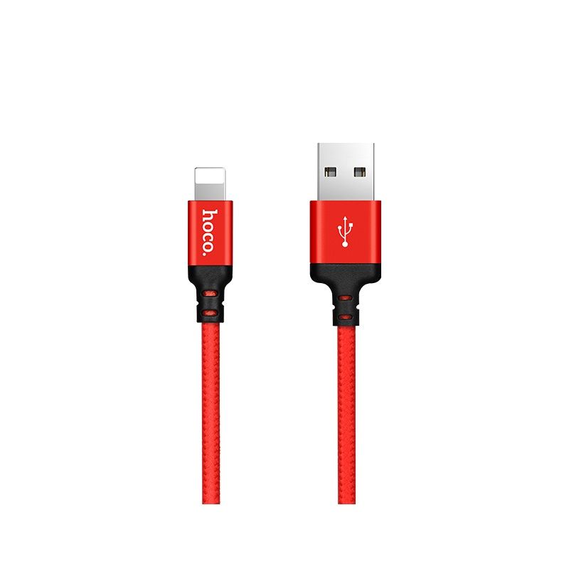 Кабель USB A to Lightning Hoco 1 м 4 чёрно-красный