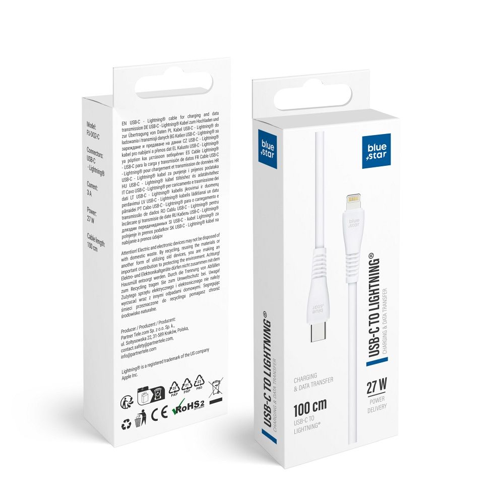 Cable USB C to Lightning Blue Star 3A 27W 1 m PJ-DQ2-C white