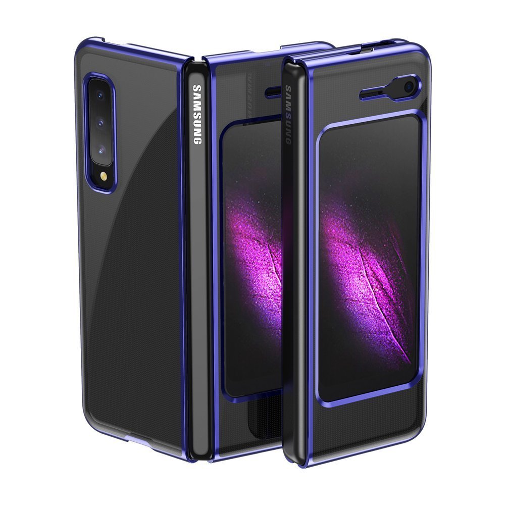Galvaaniline ümbris kõva ümbris Galvaaniline raam Cover for Samsung Galaxy Fold sinine