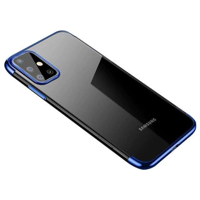 Selge värviga ümbris geel TPU galvaaniline raam Cover for Samsung Galaxy A72 4G sinine