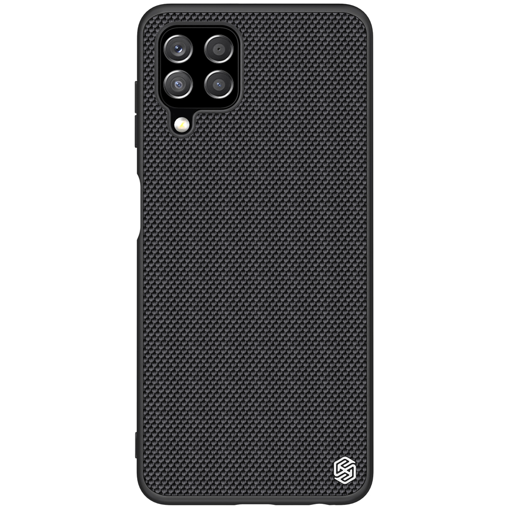 Nillkin Textured Case vastupidav tugevdatud ümbris koos geelraami ja nailonist tagaküljega Samsung Galaxy A22 4G mustale küljele