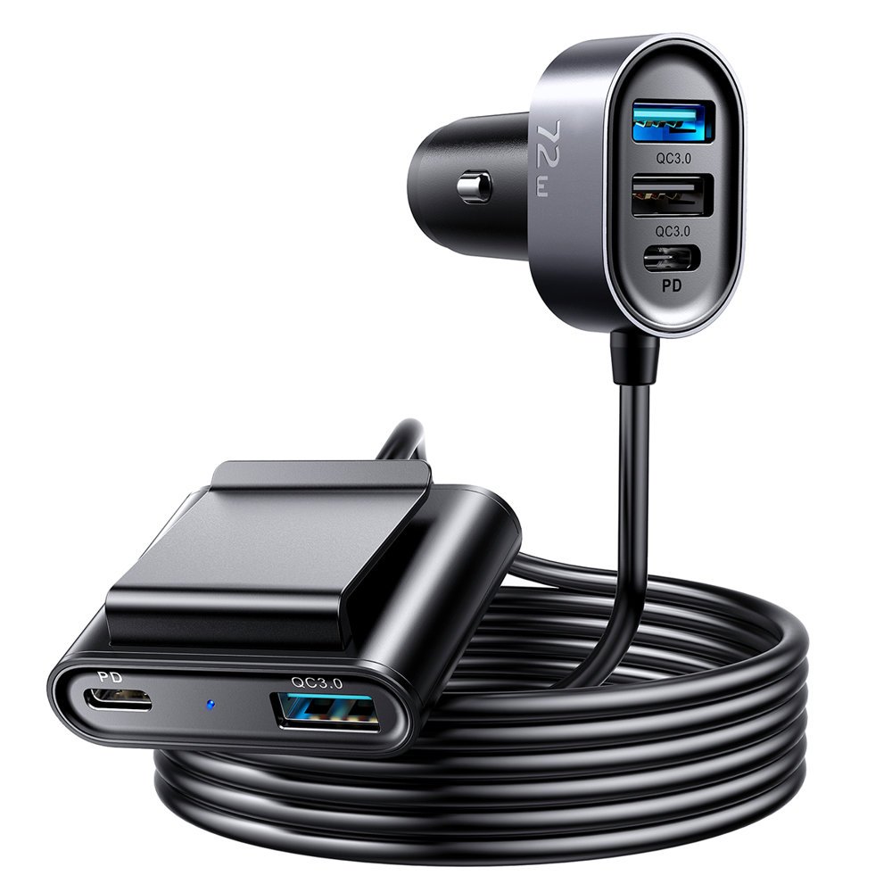 Joyroom car Laadija 2xPD + 2xQC3.0 72W 1.5m must (JR-CL05)