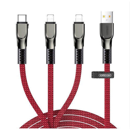 USB kaabel Joyroom 3in1 punane 130cm (kuni 3.5A / 480 mbps)