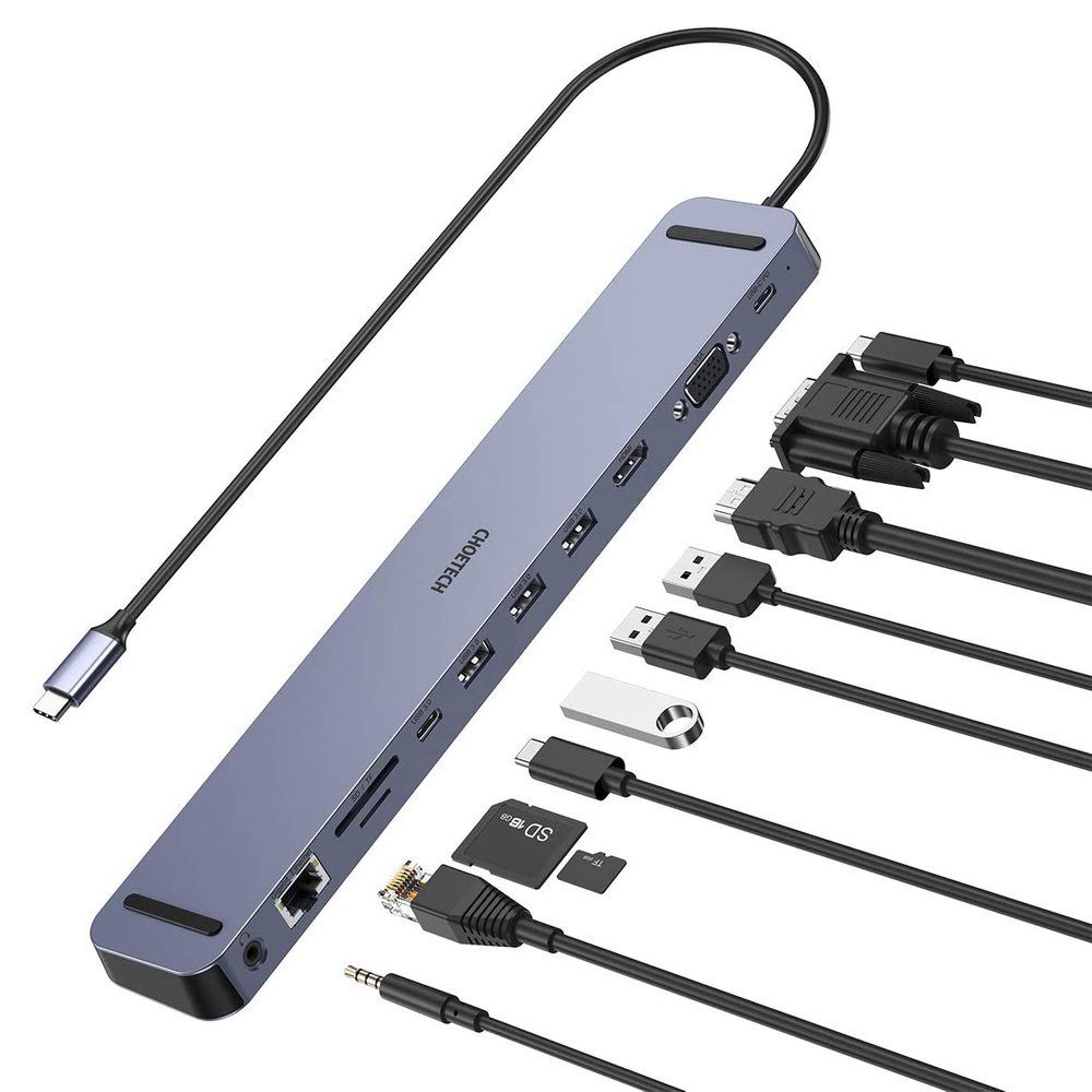 Choetech USB-C jaotur 11in1 100W PD hall (HUB-M20)