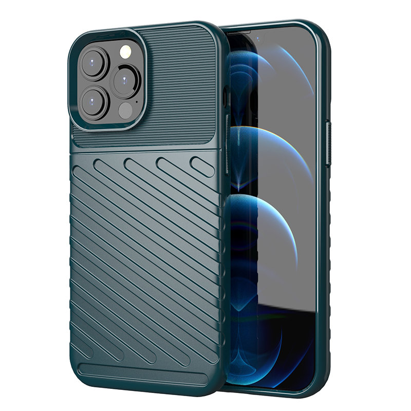 Thunder Case Paindlik ja vastupidav TPU ümbris iPhone 13 Pro Max jaoks roheline